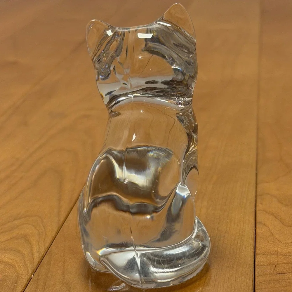 Princess House Clear Crystal Cat Figurine Sitting Glass Kitty Paperweight 3.75